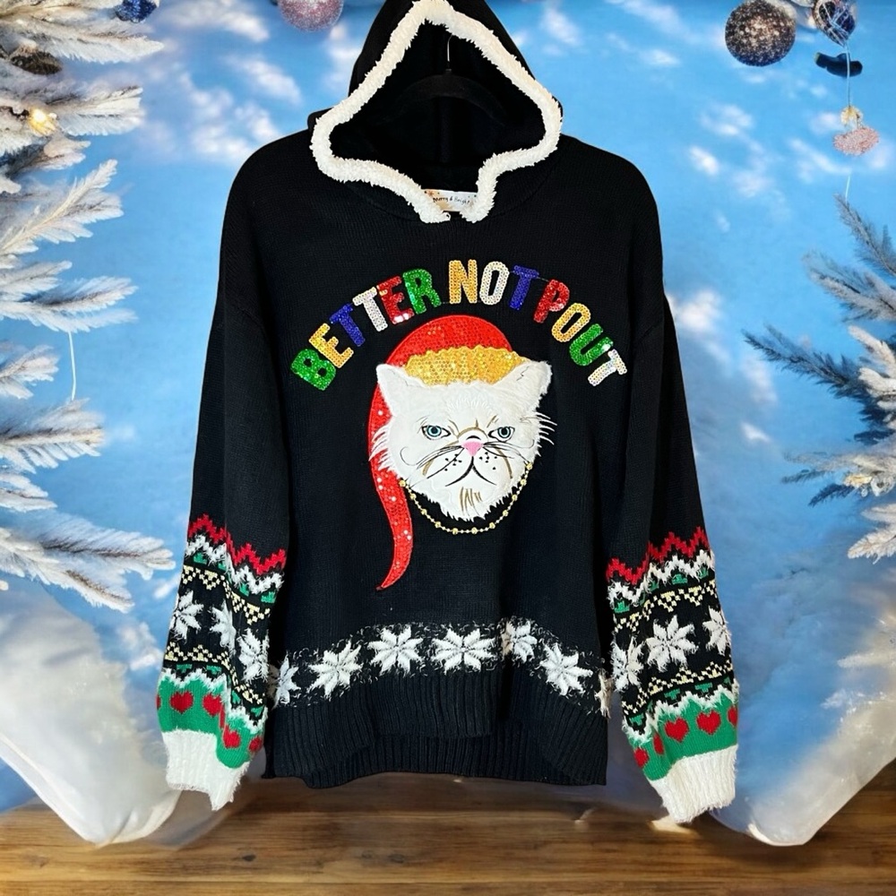 Grumpy Cat “Better Not Pout” Ugly Christmas Sweat… - image 1